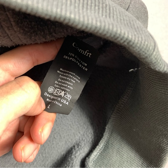 Comfrt Signature Fit Hoodie Mens Large Gray Embroidered Pullover Sweatshirt - Picture 8 of 12